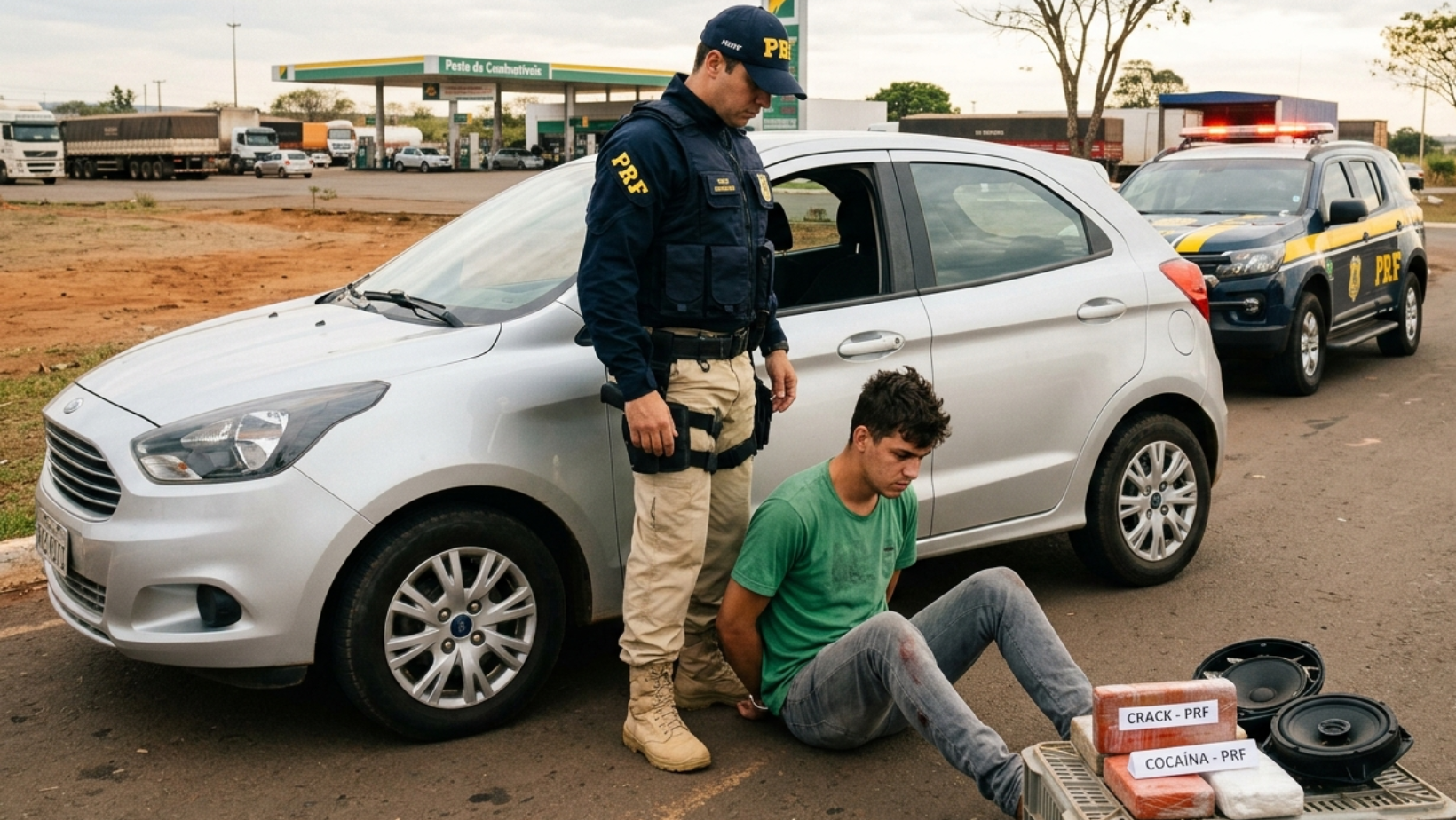 PRF prende suspeito após perseguição na BR-365 e apreende carro clonado com drogas em Patrocínio