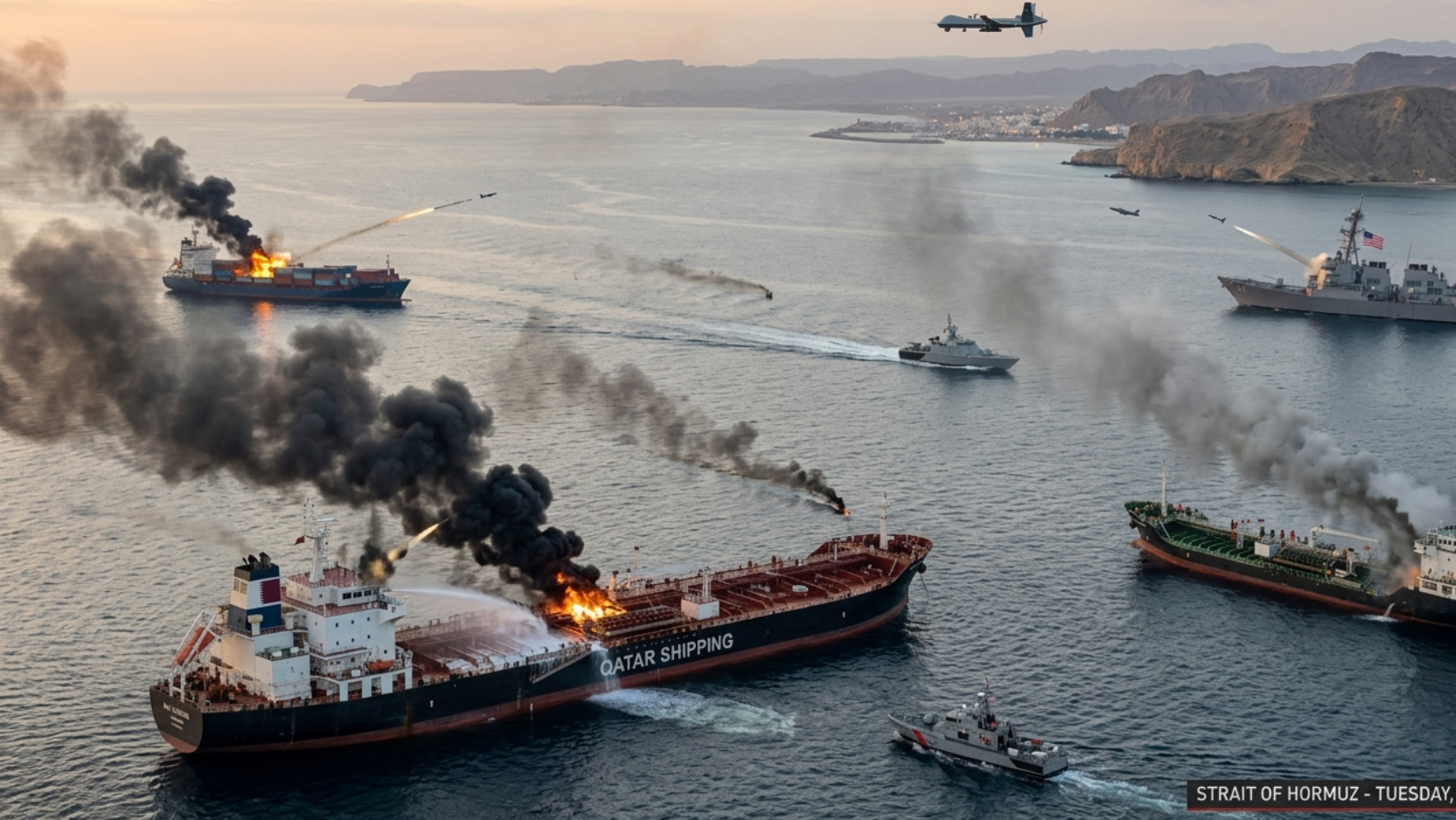 Três navios são atacados no Estreito de Ormuz, e EUA retomam sanções ao petróleo do Irã