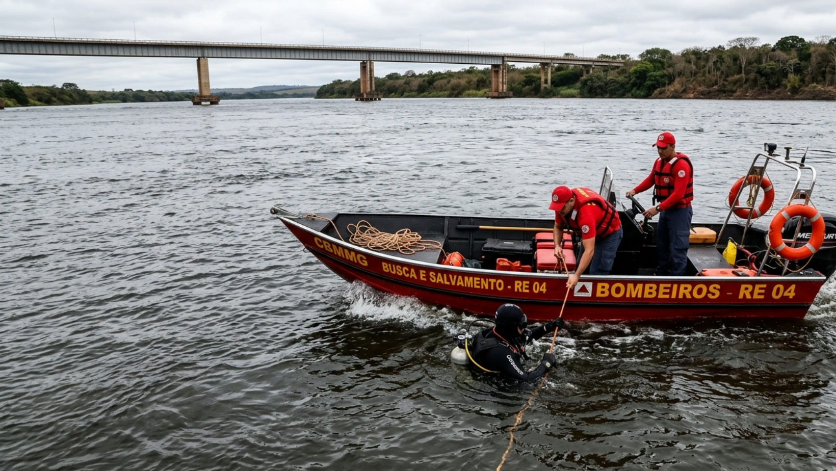 Bombeiros intensificam buscas por dois pescadores desaparecidos no Rio Paranaíba