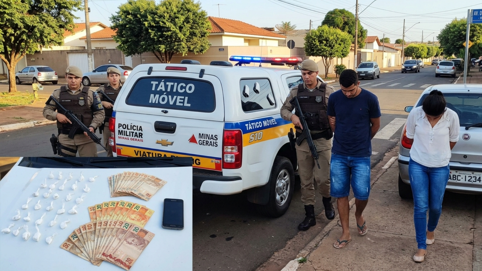 Tático Móvel prende casal com 36 porções de cocaína durante abordagem em Patrocínio