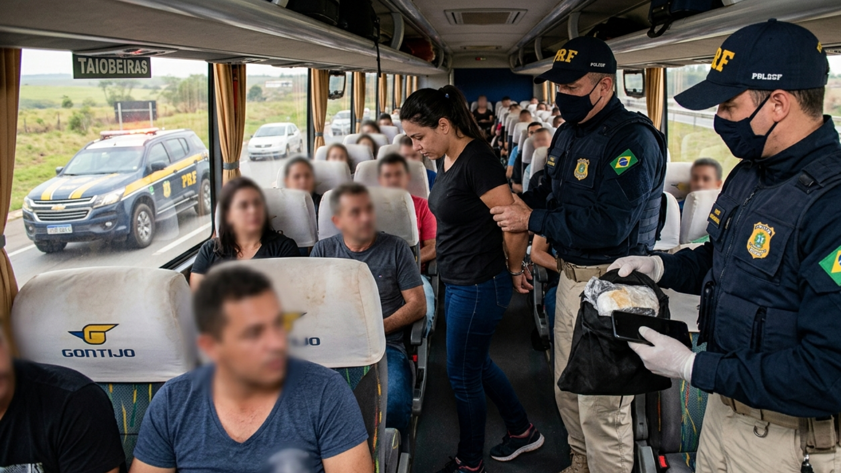 PRF prende mulher com cerca de 380 gramas de cocaína em ônibus na BR-365