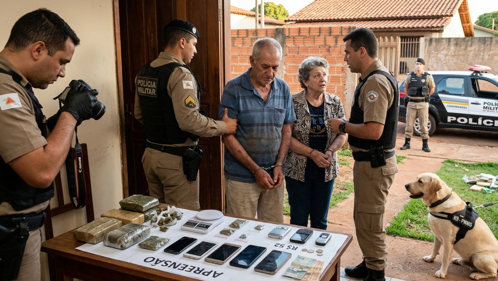 Casal de idosos é preso com drogas em imóvel em Coromandel
