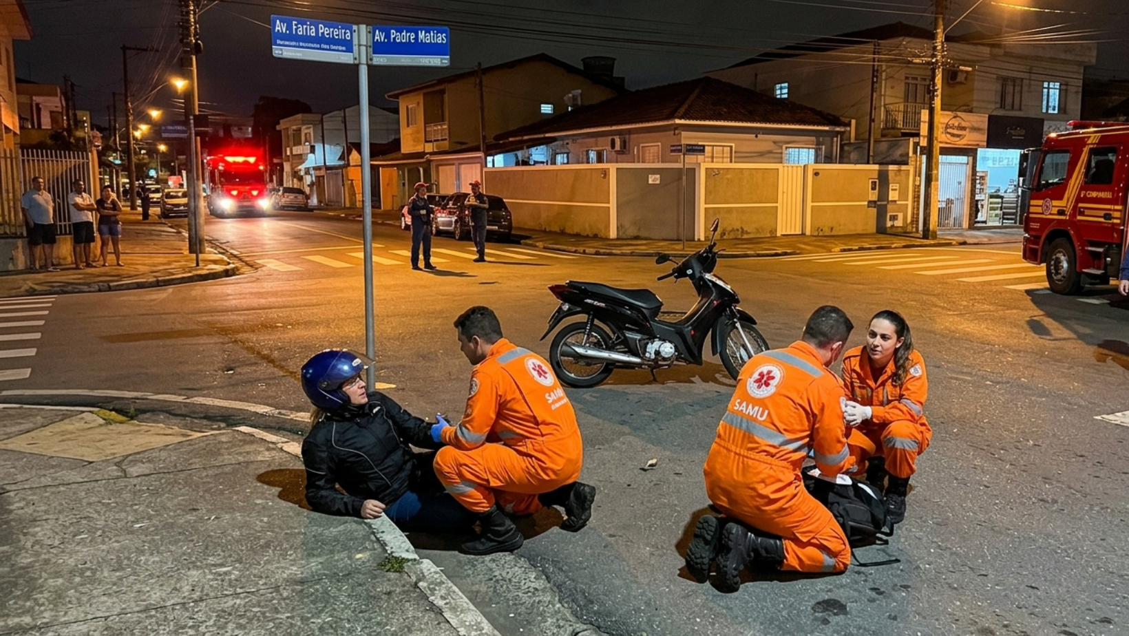Motociclista fica ferida após queda em cruzamento no bairro Marciano Brandão