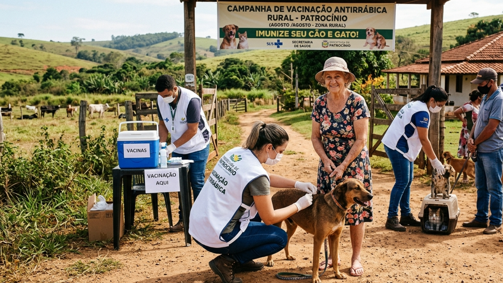 Campanha de vacinação antirrábica avança na zona rural de Patrocínio durante o mês de agosto