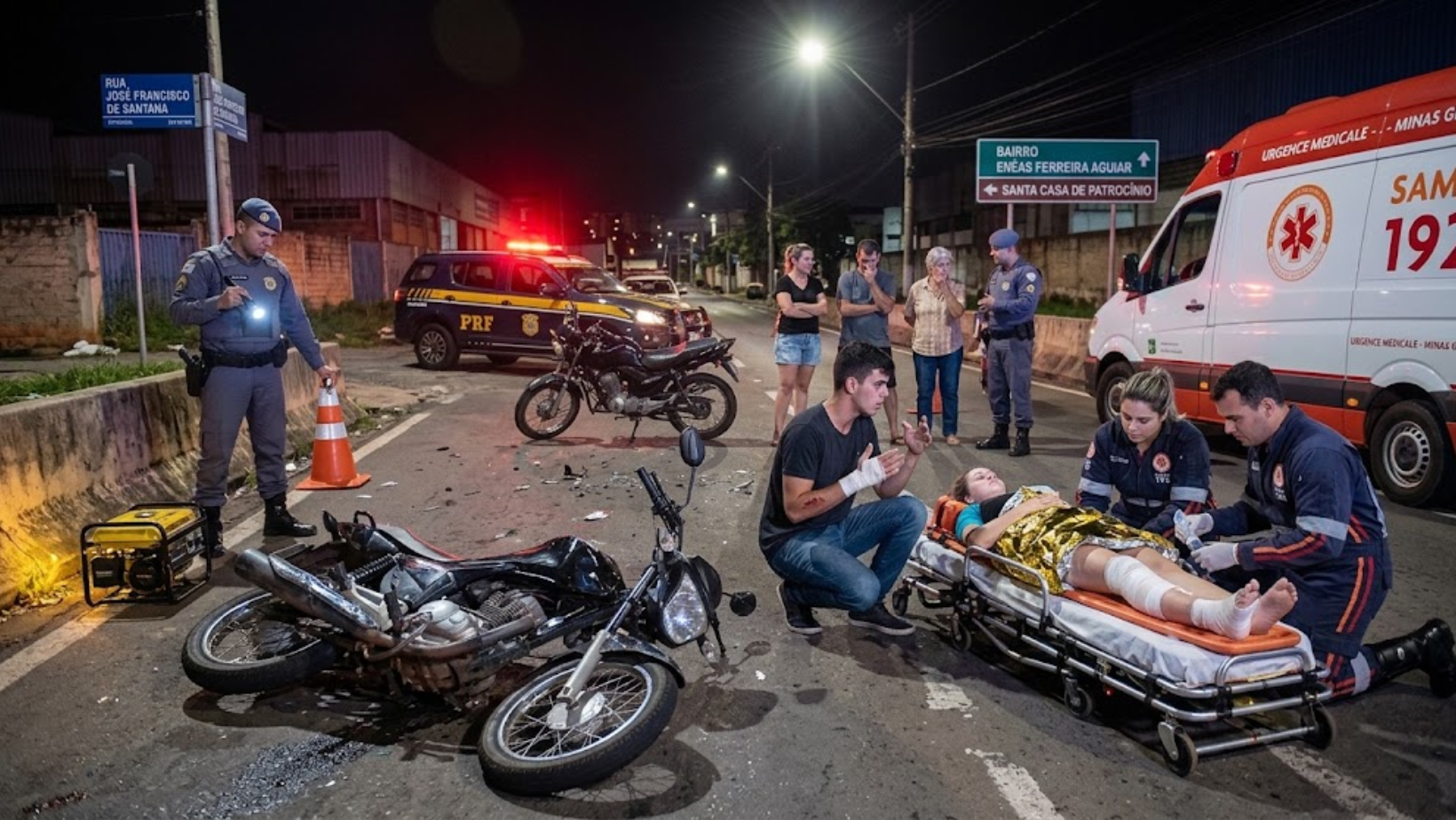 Jovem perde uma perna após grave acidente entre motos em Patrocínio