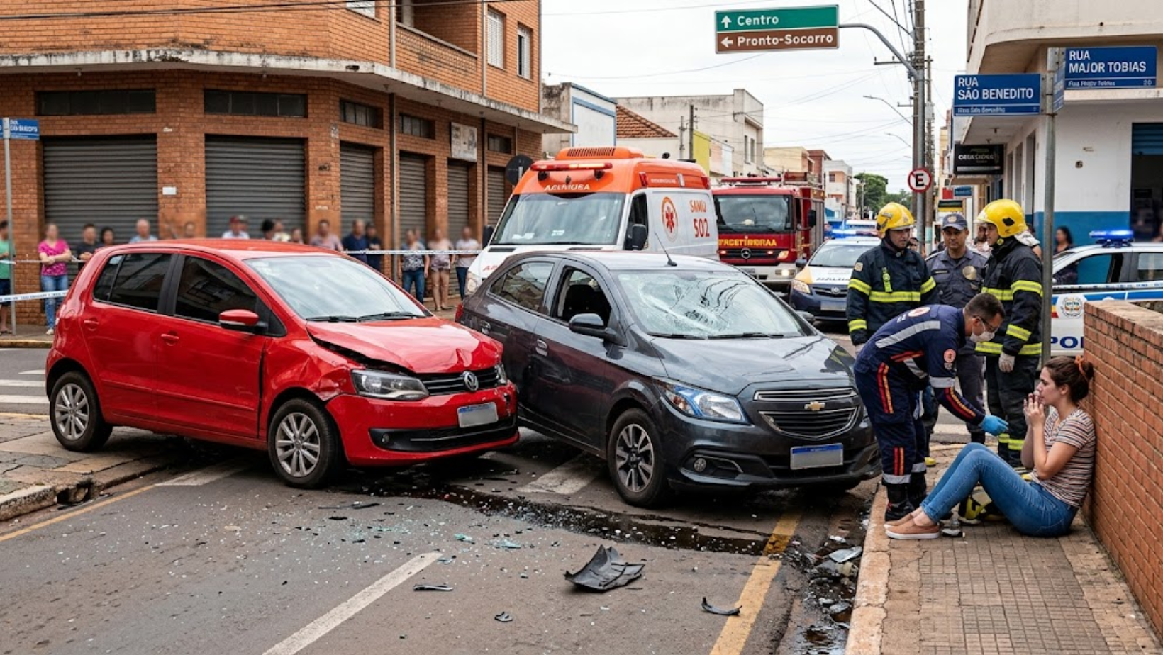 Jovem fica ferida após colisão entre carros no centro de Patrocínio