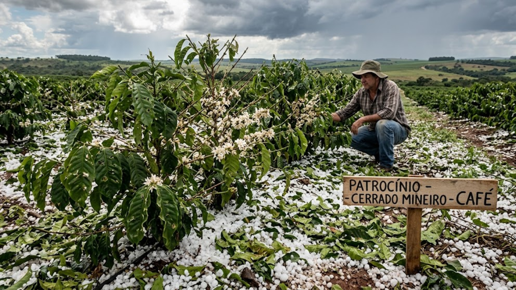 Granizo causa prejuízos em lavouras de café no Cerrado Mineiro