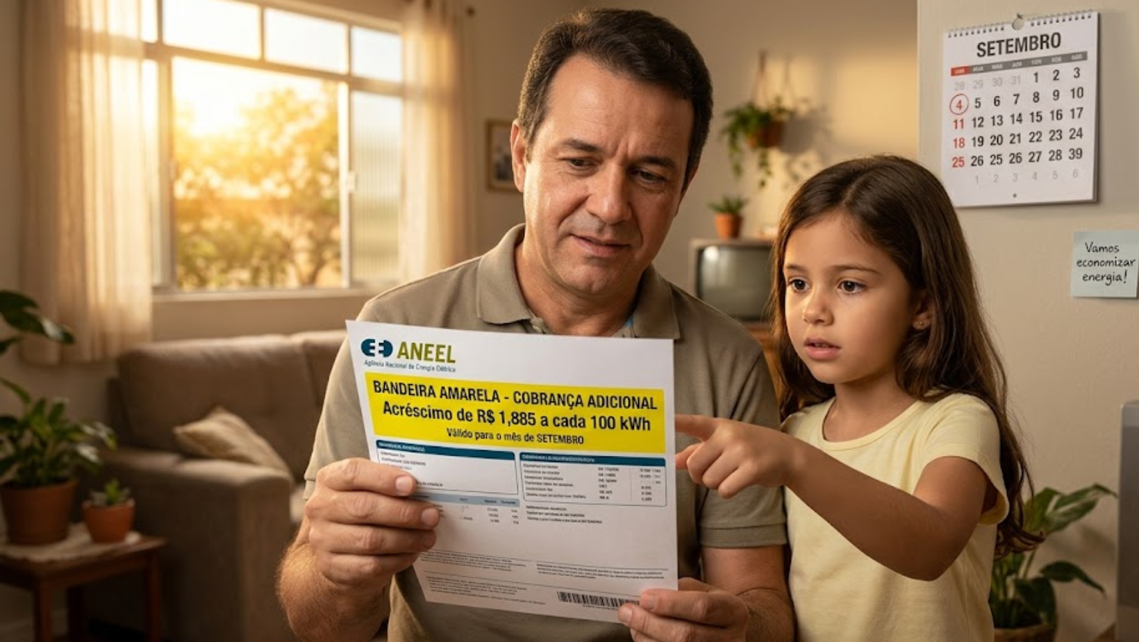 Conta de luz terá cobrança adicional em setembro com bandeira amarela