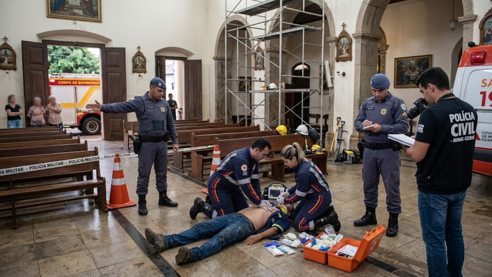 Trabalhador morre após cair de andaime durante serviço em igreja de Araxá